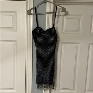 The Vintage Shop Black and Silver Bodycon Mini Dress
